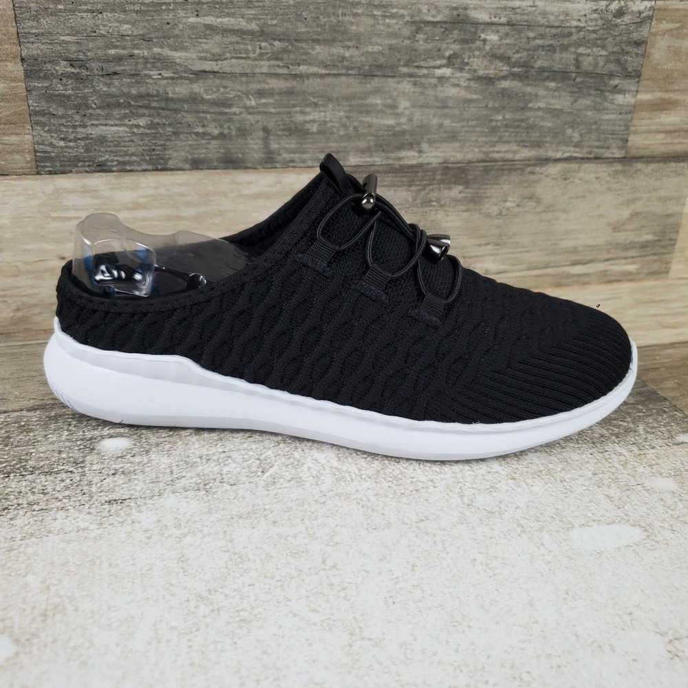 Propet TravelBound Womens Slide Shoes Sz 6.5 N Black Knit Mesh Slip On Sneakers